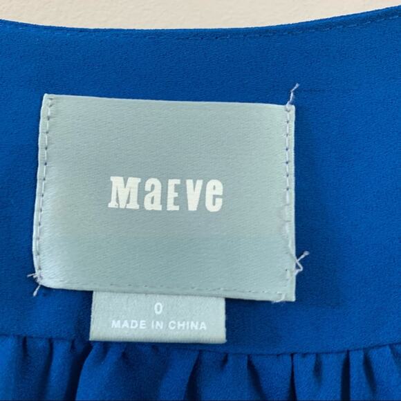 Anthropologie Maeve Royal Blue Ruffle Blouse - Picture 3 of 6